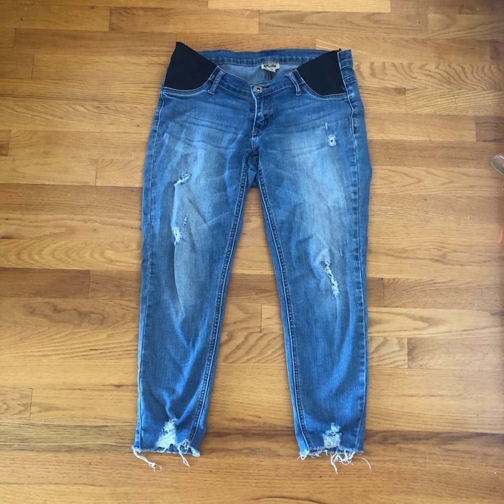 Indigo Blue Cropped Maternity Jeans
